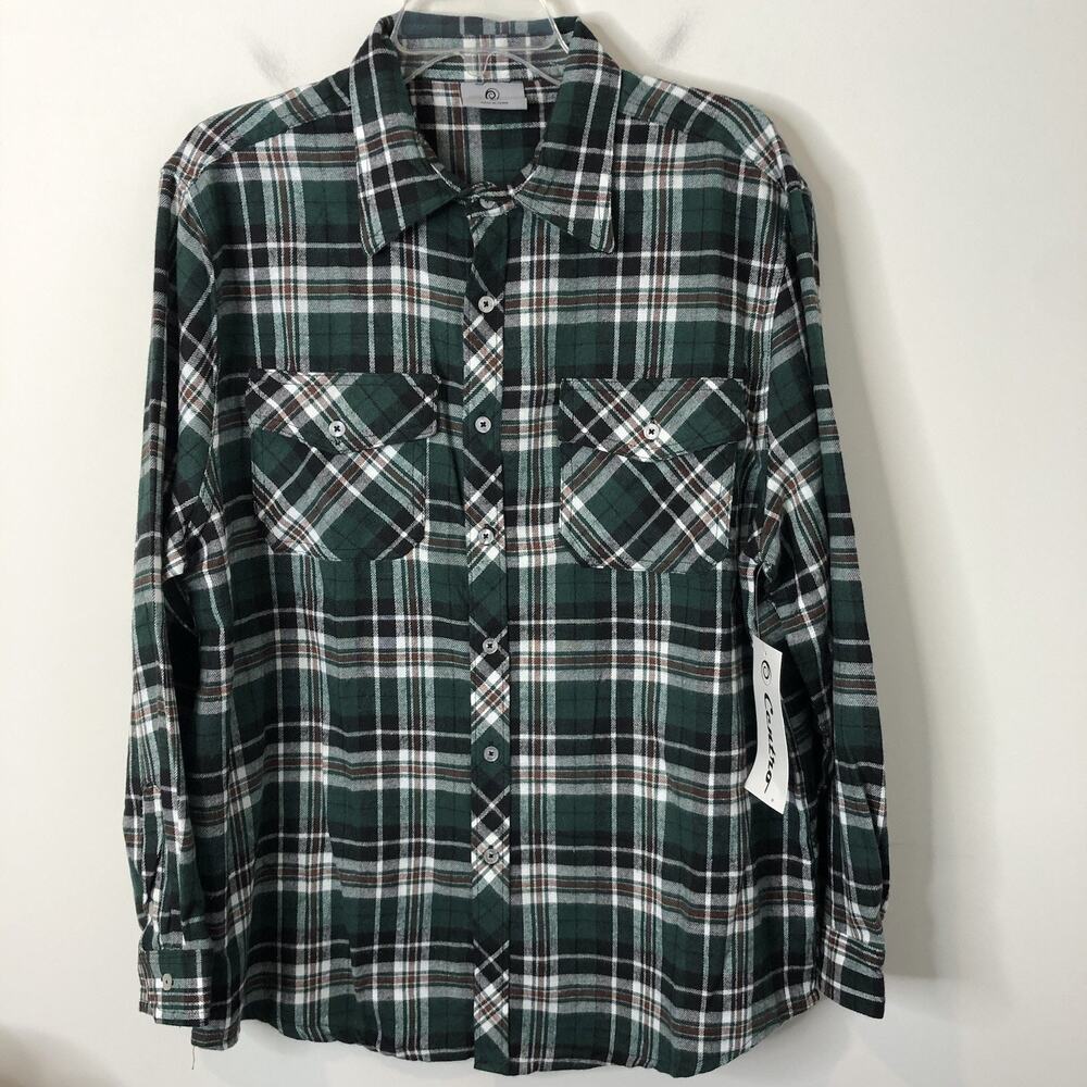 Centro NWT Men's Green Plaid Flannel Long Sleeve Shirt Size XL